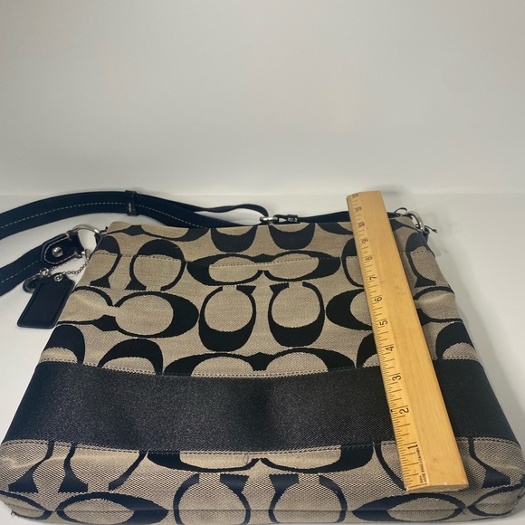 Coach Black and Taupe Signature Crossbody Purse - Picture 8 of 10
